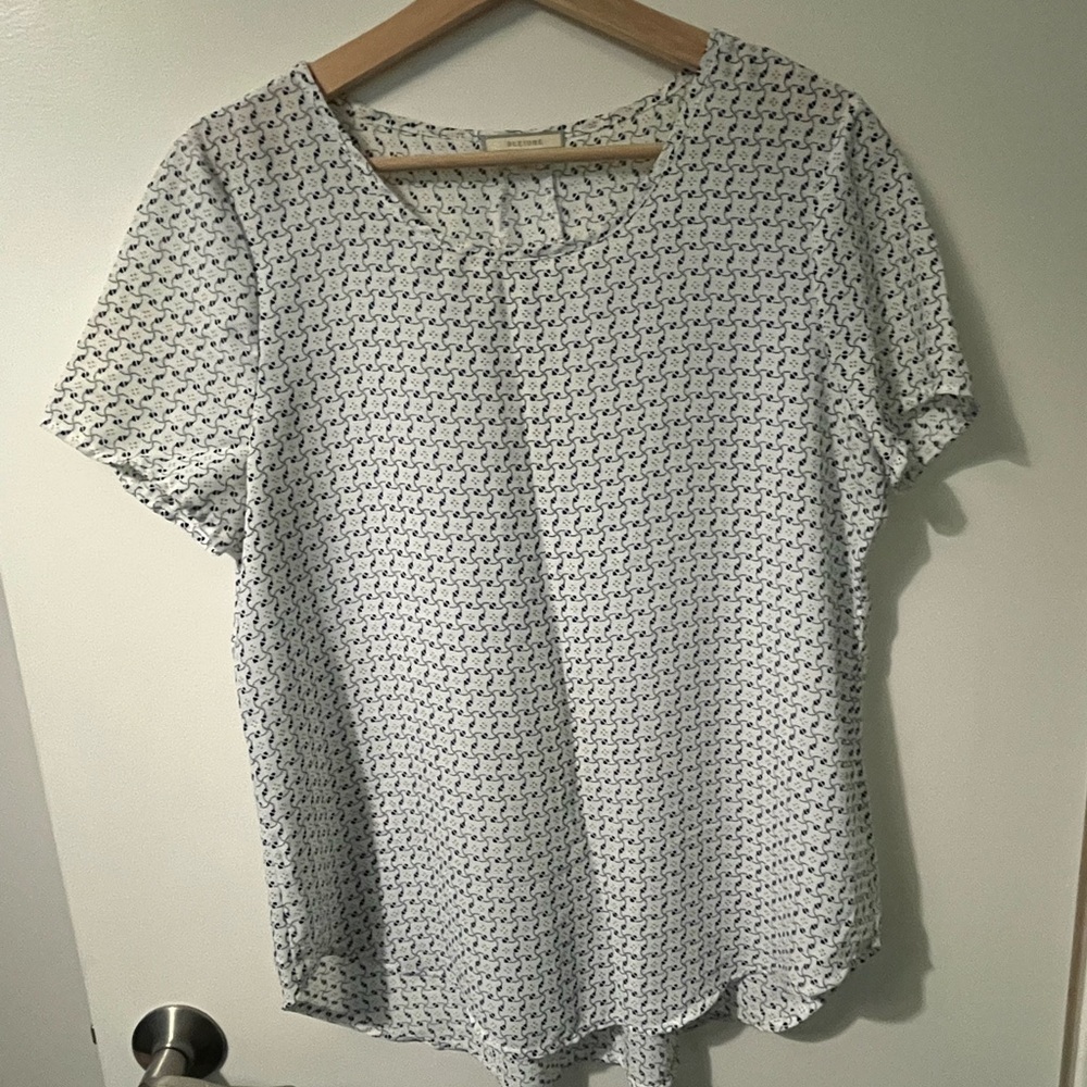 Pleione White and Black Patterned Blouse